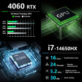 Thunderobot Radiant 16 4060 2.5K Gaming Laptop, 16" WQXGA 240Hz Display, 14th Gen Intel i7-14650HX, GeForce RTX 4060, 64GB DDR5 RAM, 4TB PCIe SSD, RGB Backlit Keyboard, Wi-Fi 6, Windows 11, Gray